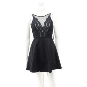 NWT Lulu's I Promise Black Lace Ponte Knit Sleeveless Skater Dress Size XS